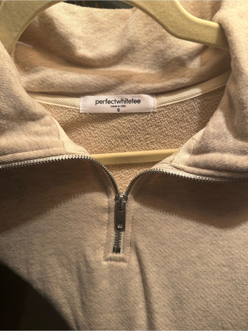 perfectwhitetee women’s Quarter-Zip Sweater in Light Beige